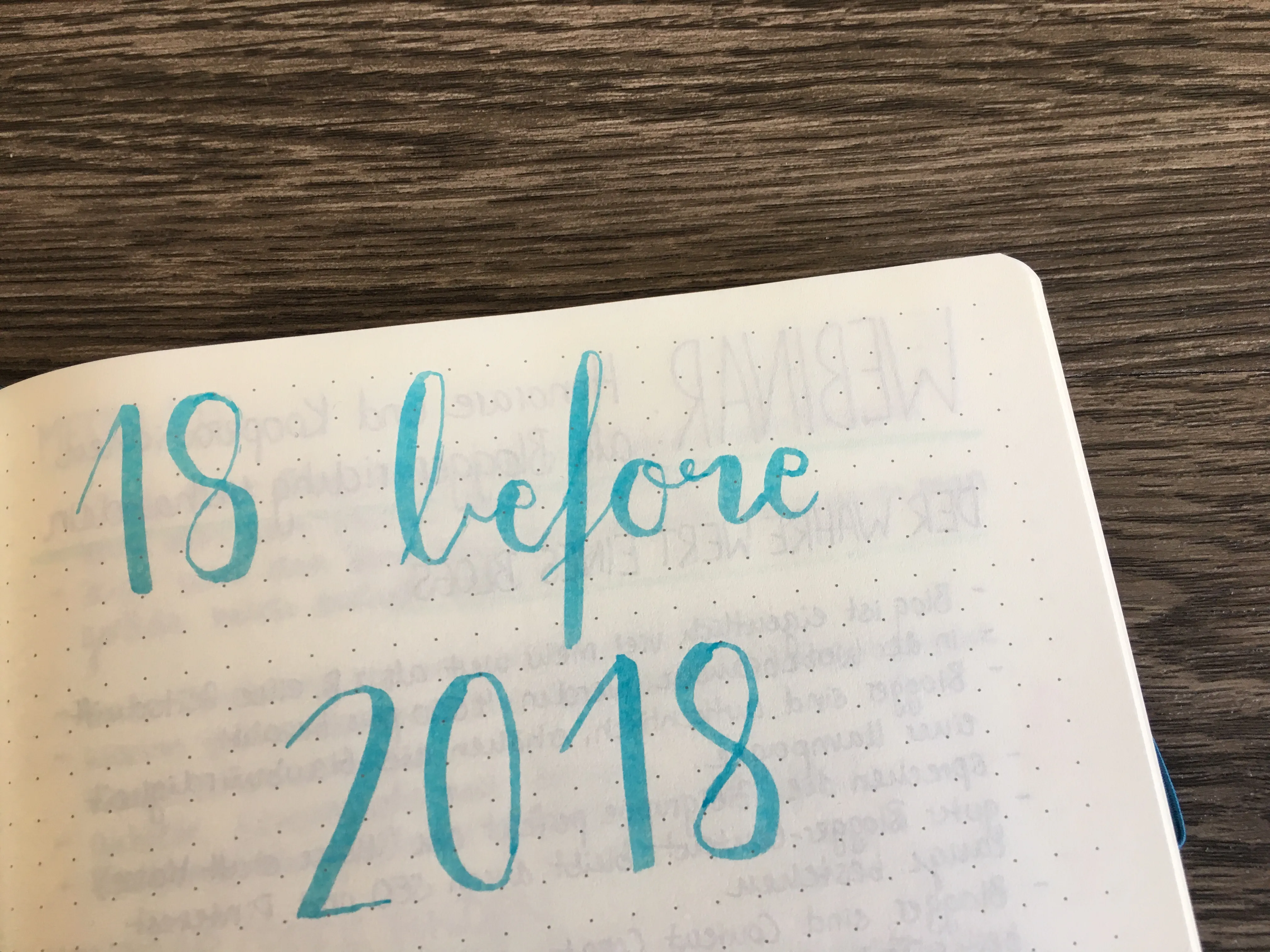 18 before 2018 Header, Brushlettering mit Tombow Brushpen