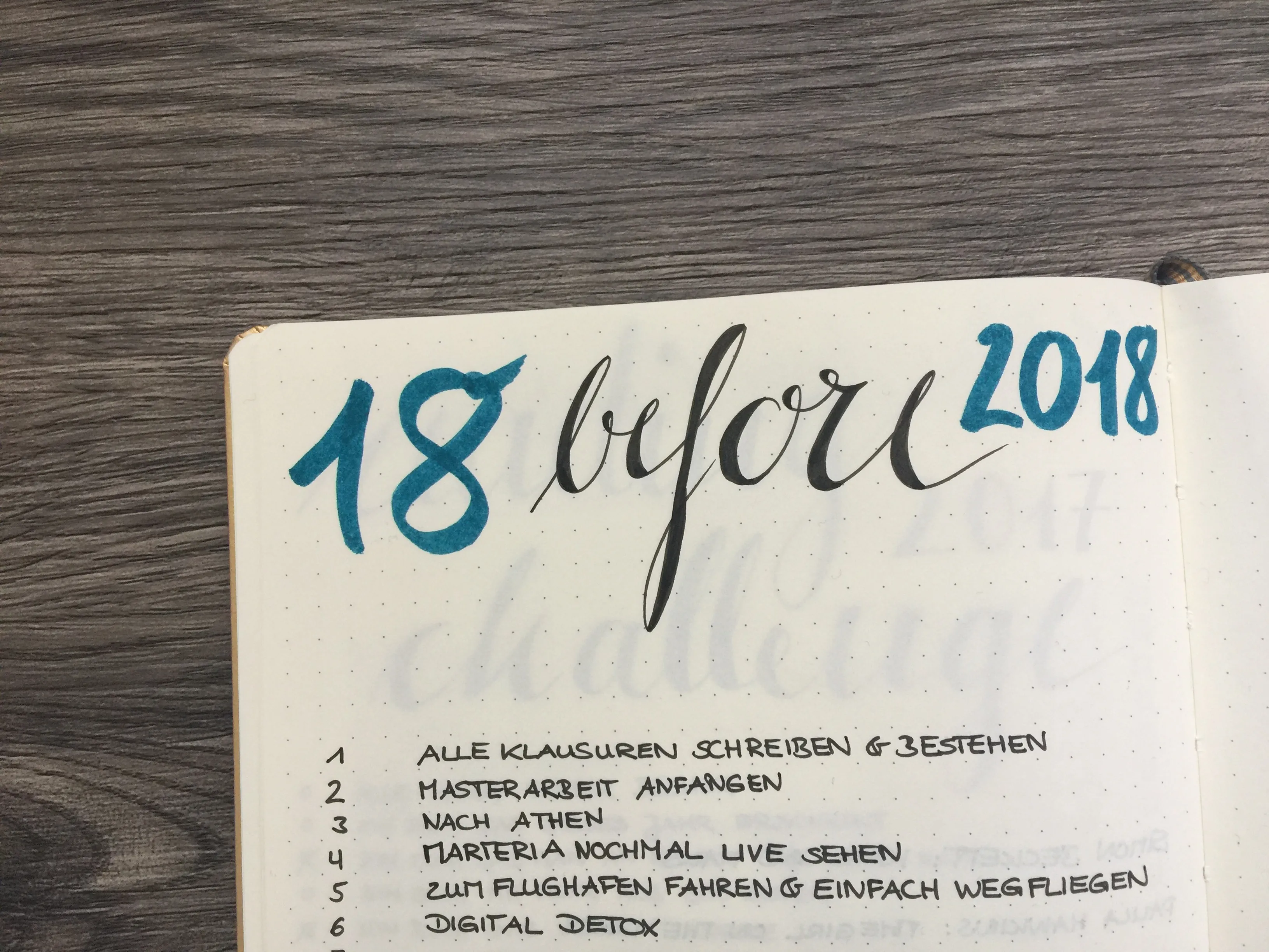 Bullet Journal Listen 18 before 2018