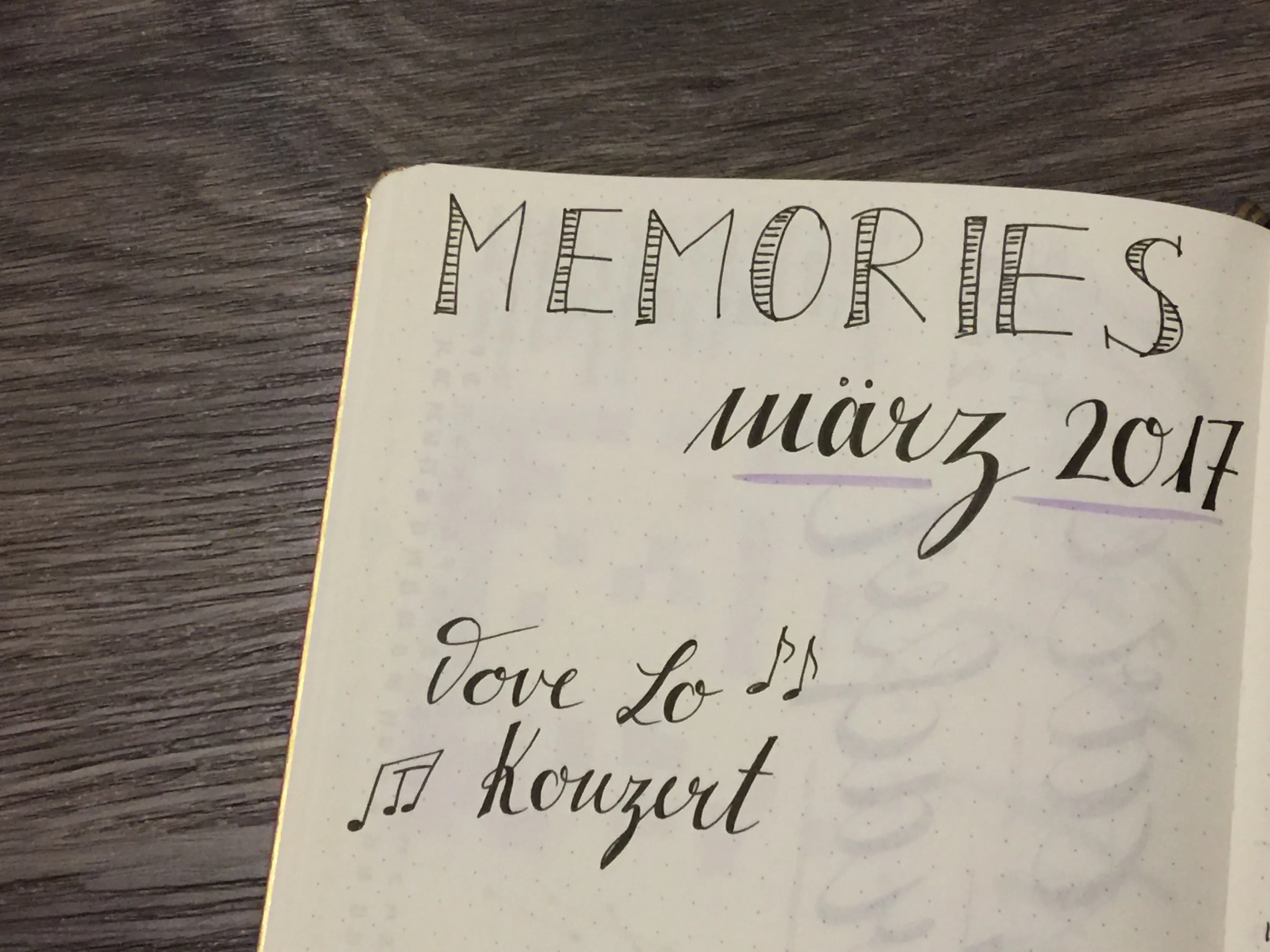 Bullet Journal Memories Seite