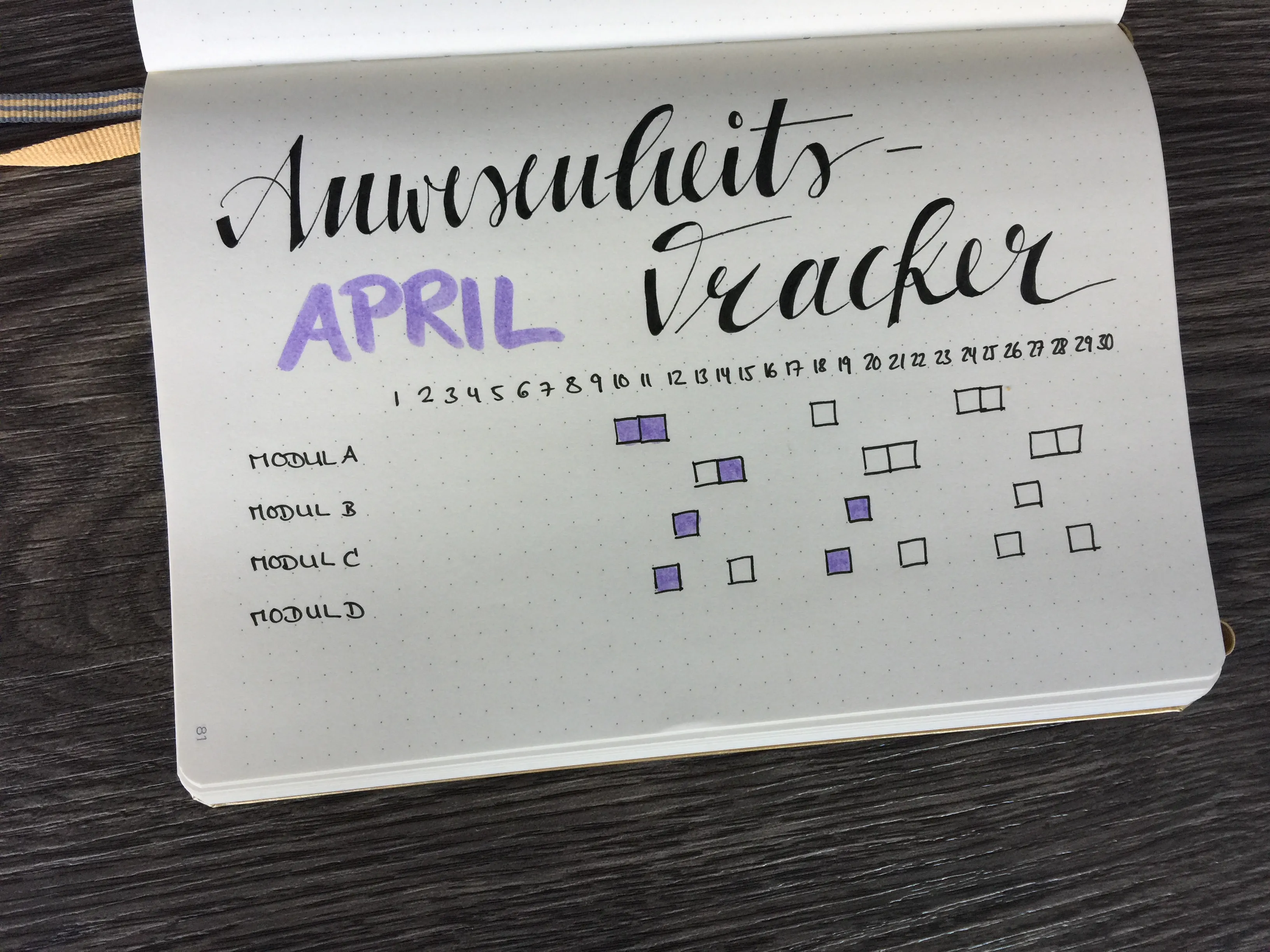 Bullet Journal für Studenten Anwesenheitstracker
