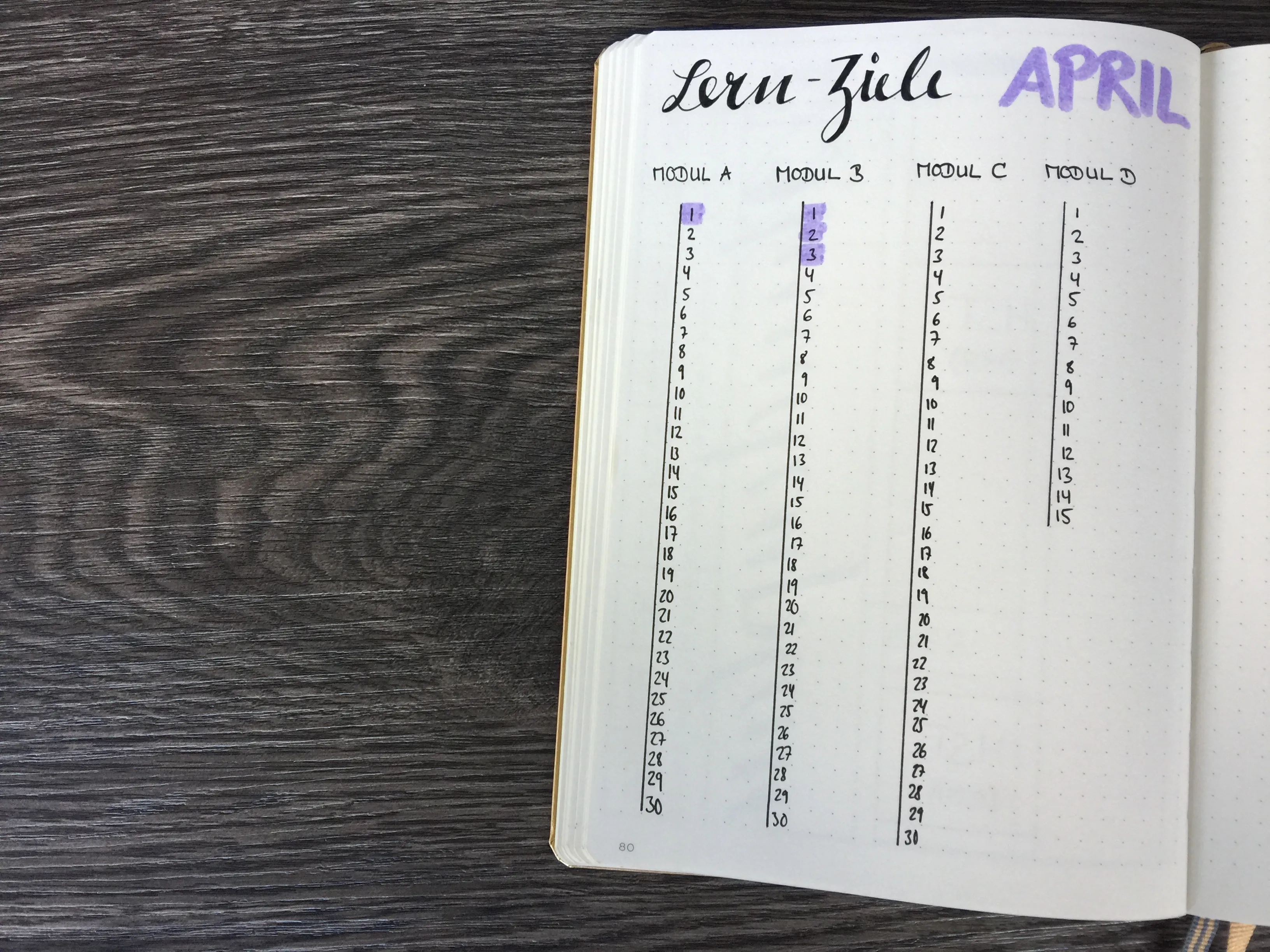 Bullet Journal für Studenten Lernziele