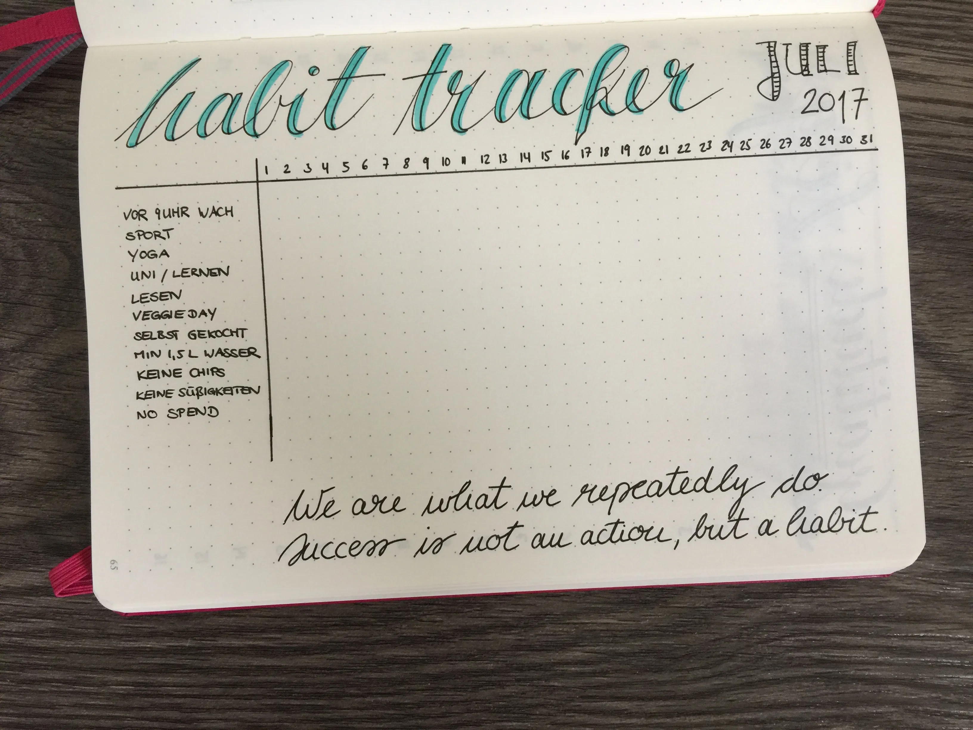Monatsübersicht Juli Habit Tracker