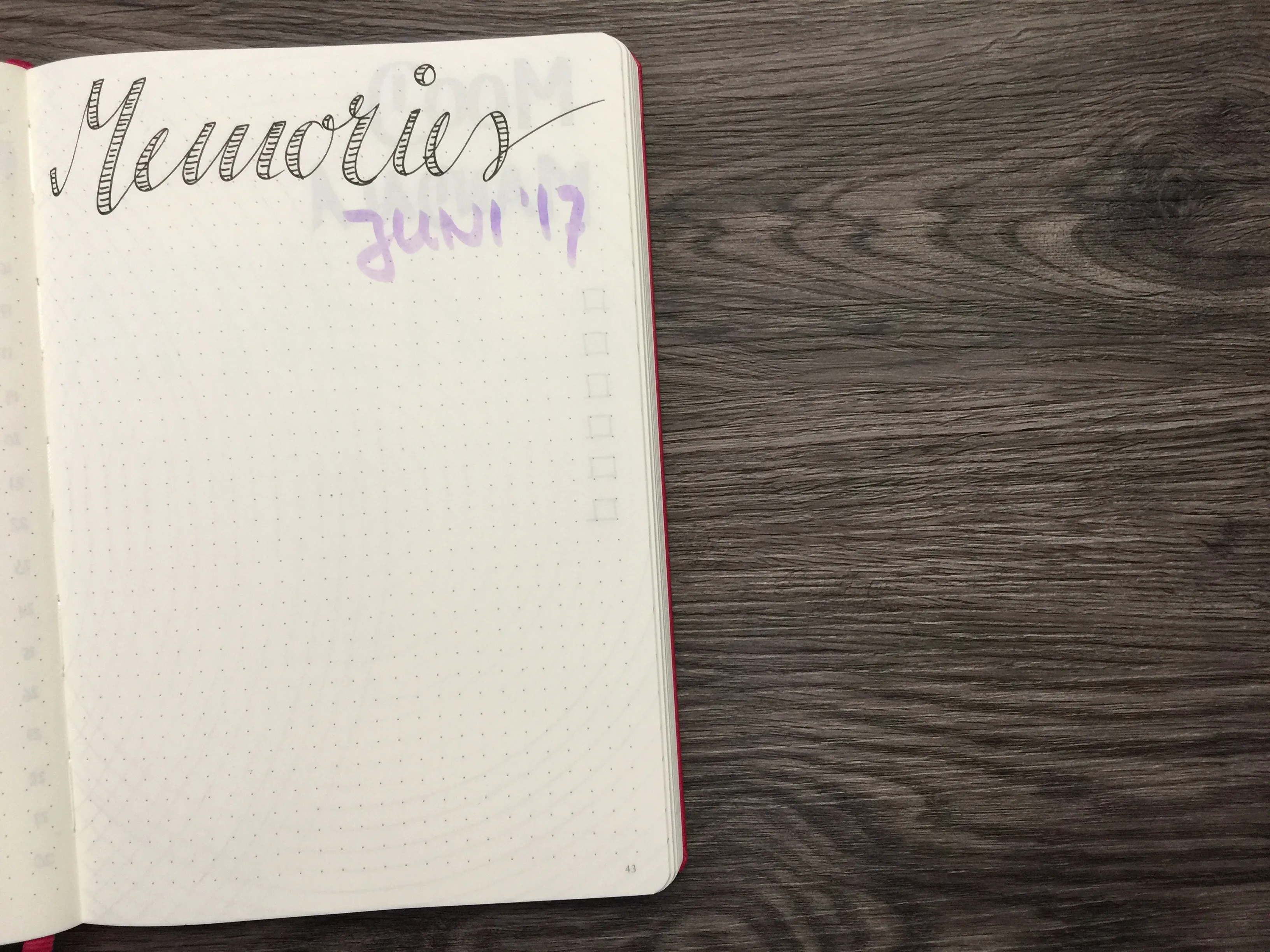 Bullet Journal Monatsübersicht Juni 2017 Memories