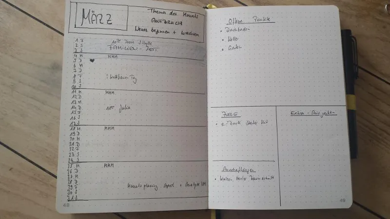 Bullet Journal im Mama-Alltag: Monatsübersicht
