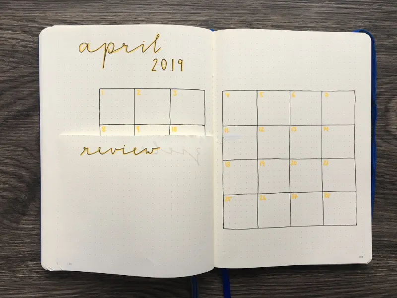 Bullet Journal Dutch Door: Monatsübersicht