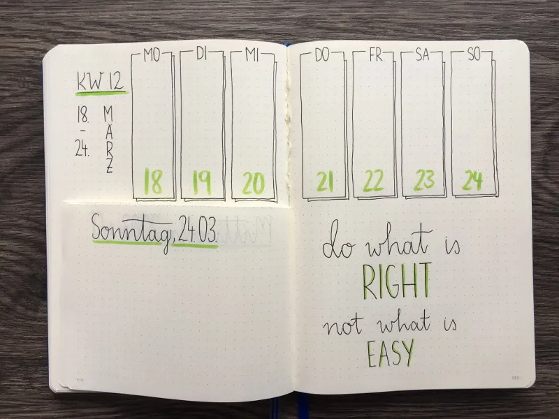 Bullet Journal Dutch Door: Wochenübersicht