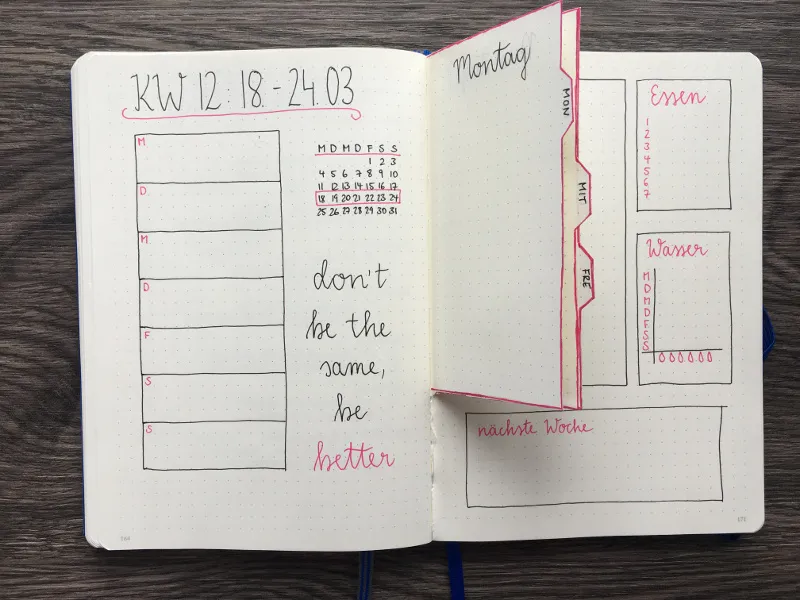 Bullet Journal Dutch Door: Wochenübersicht