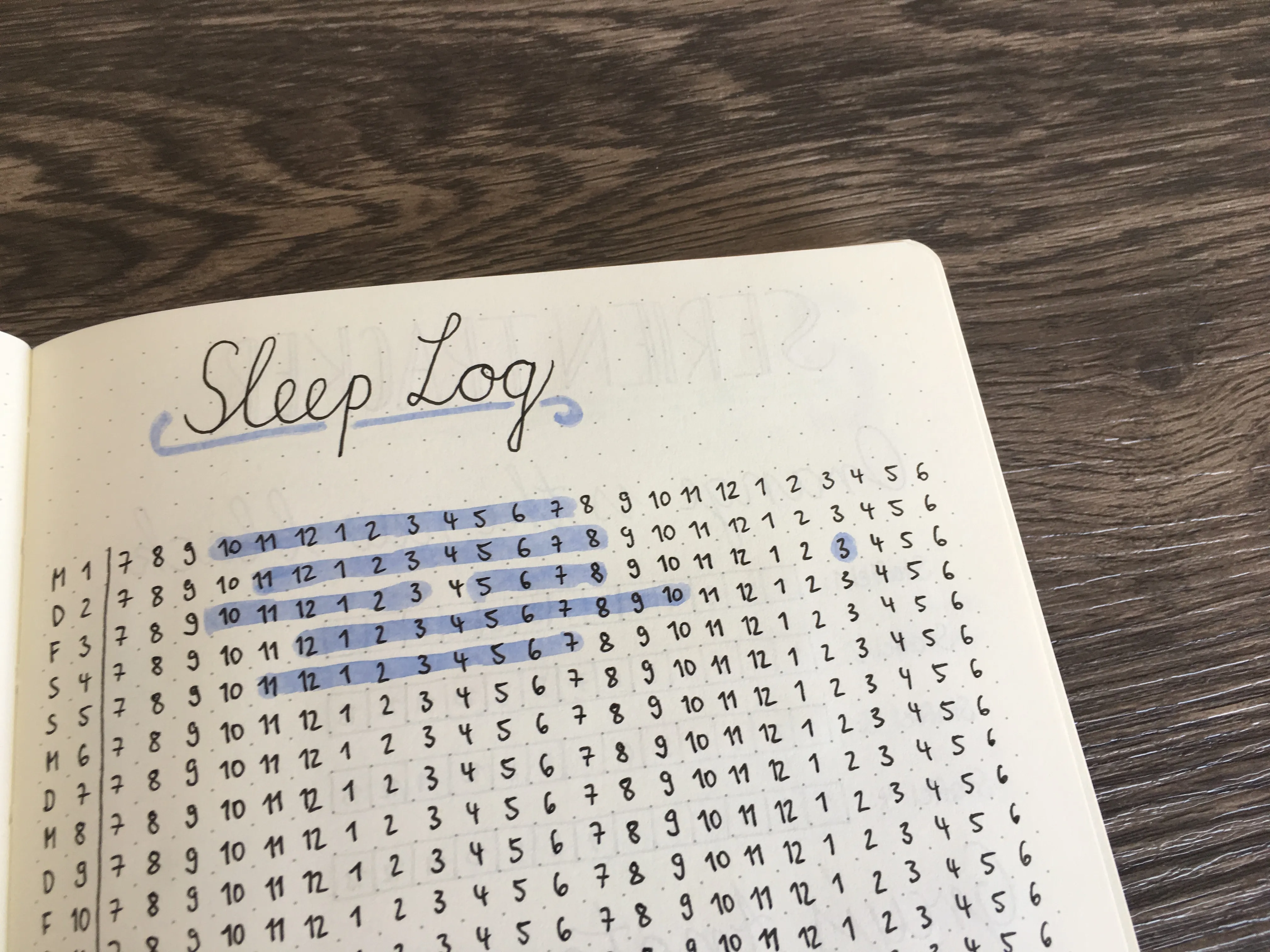 Schlaftracker/Sleep Log im Bullet Journal