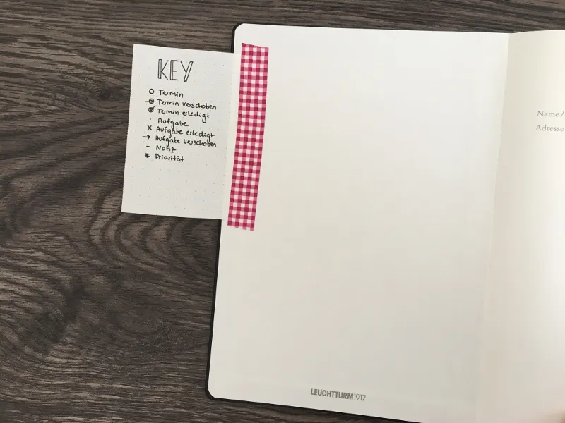 Bullet Journal Tricks: Key innen eingeklebt