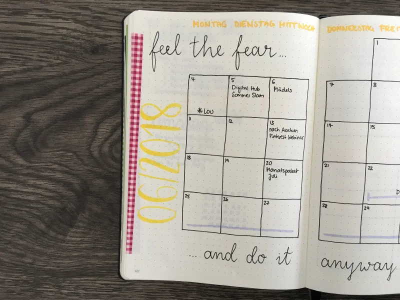 Bullet Journal Tricks: Monatsübersicht mit Washi Tape markieren