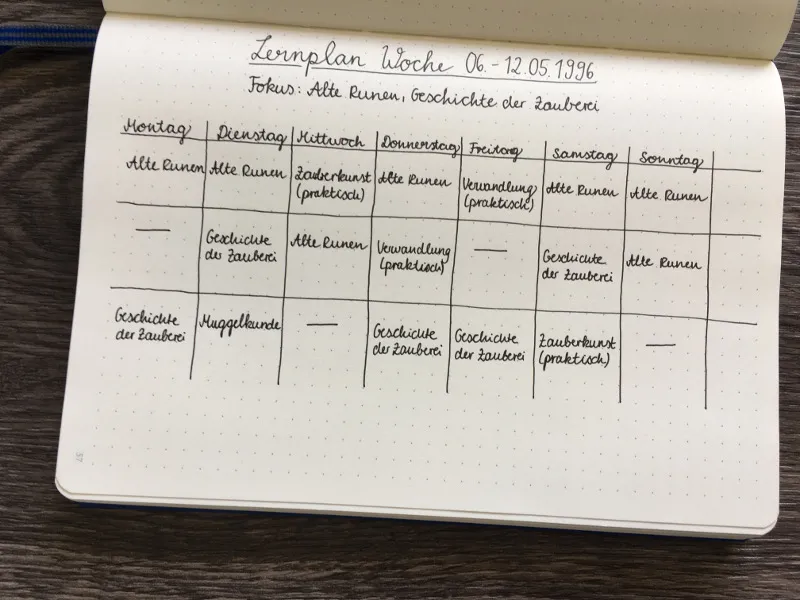 ZAG Lernplan von Hermine Granger