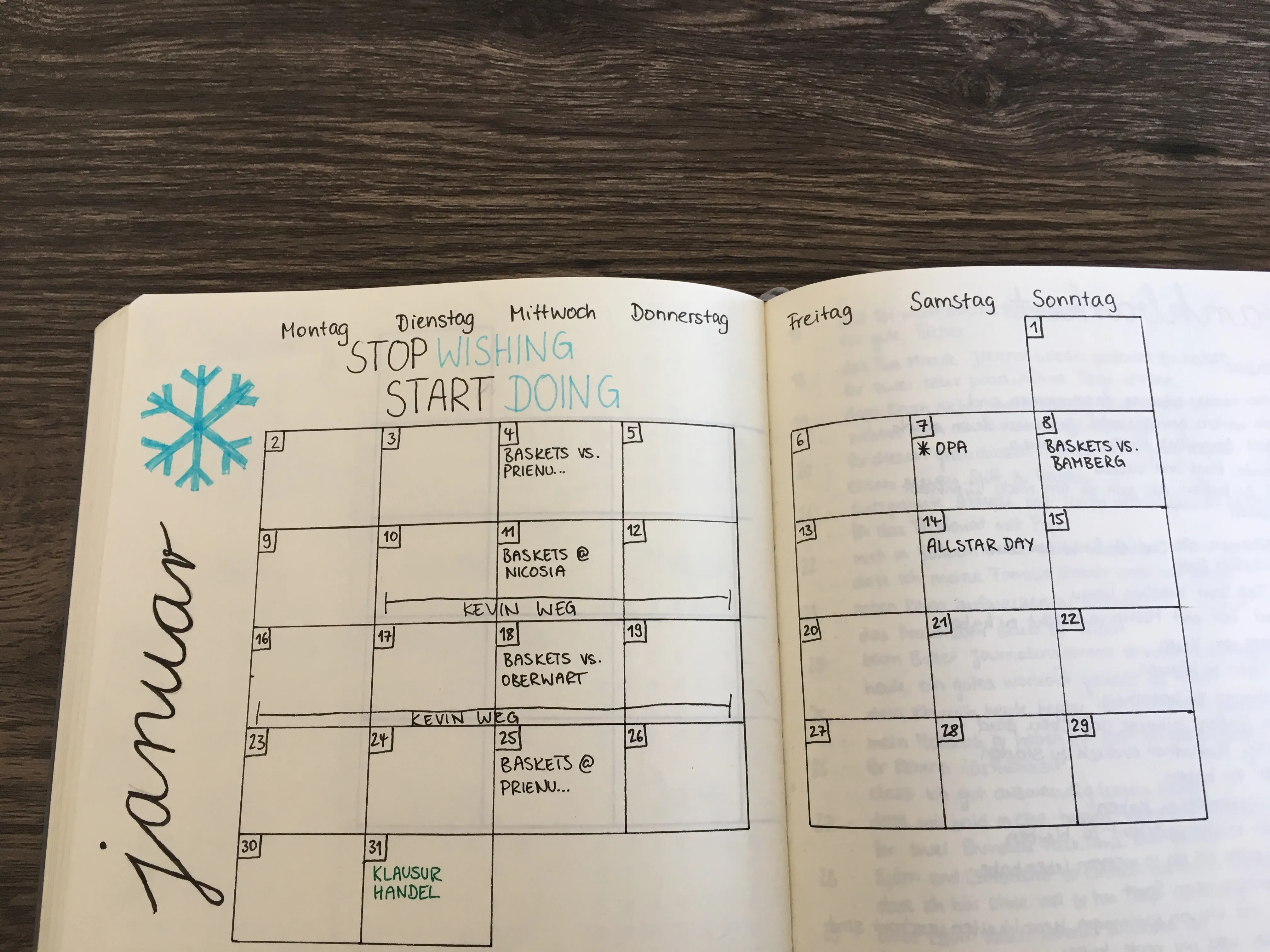 Die Monatsübersicht als Kästchen Variante