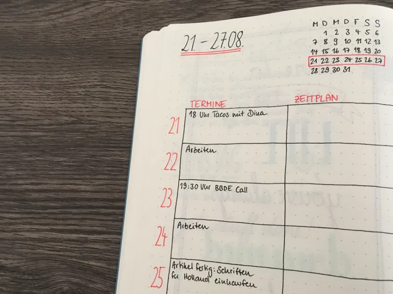 Fineliner von Staedtler in der Bullet Journal Wochenübersicht
