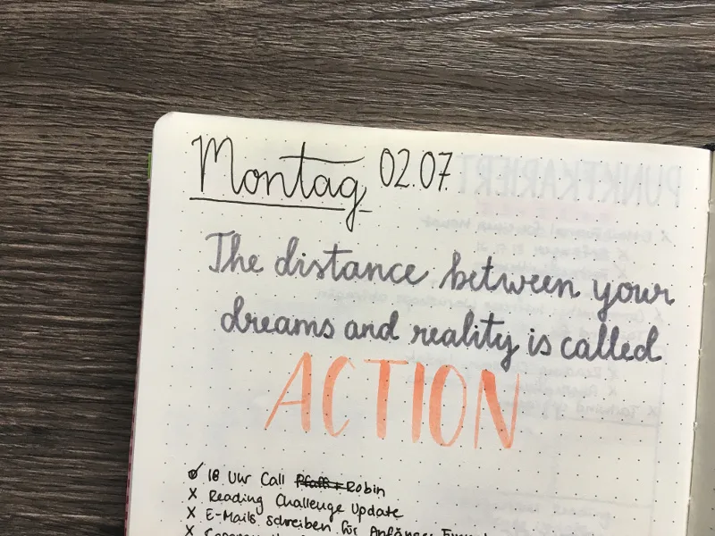 Zitat im Bullet Journal